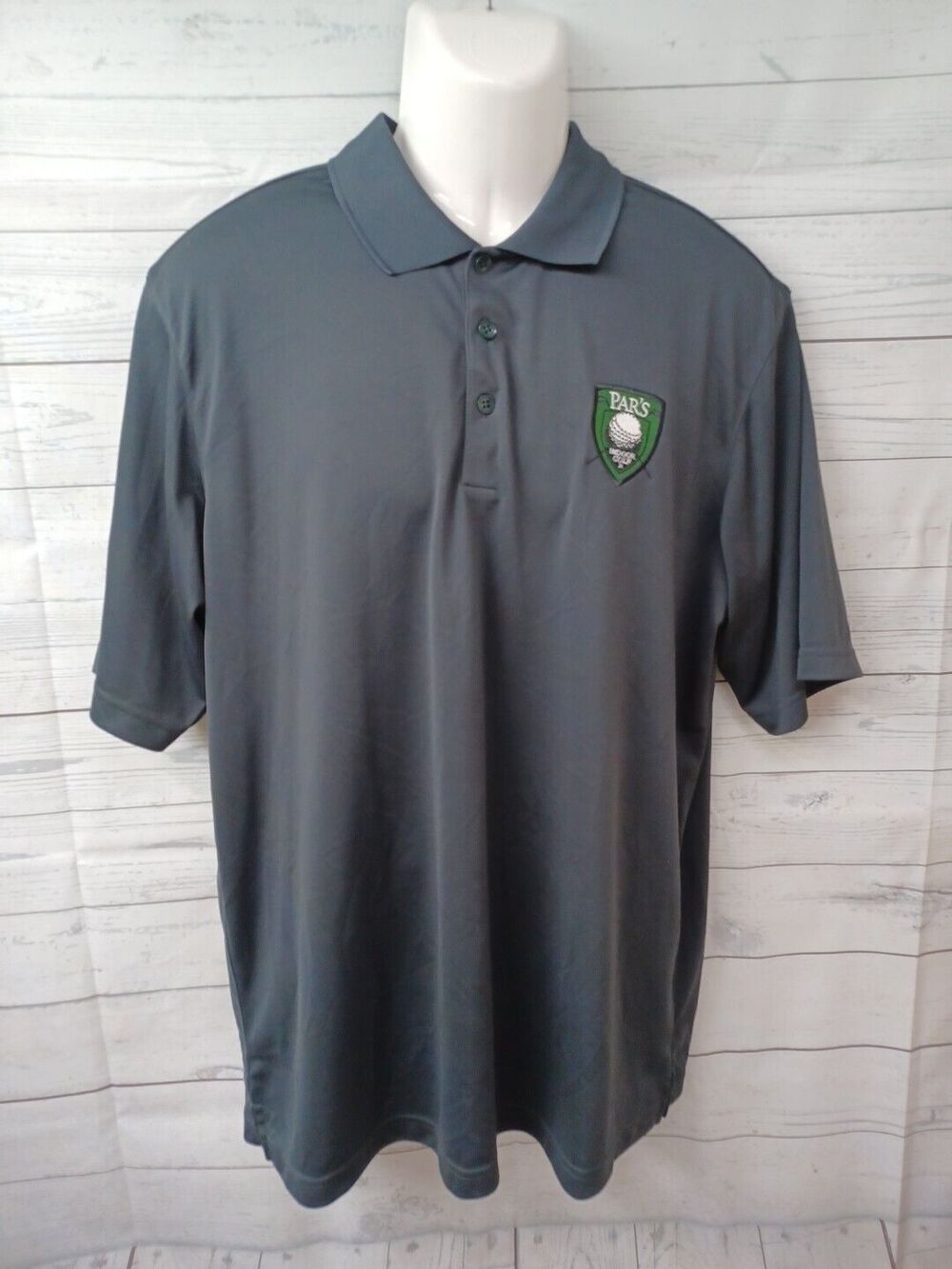 Antigua Golf Polo Shirt Gray Par's Indoor Golf NY Sz L